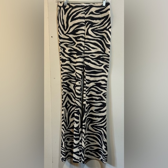 Source Unknown Pants - Women's Pull-on Zebra Print Bell Bottom Pants No Tags Measurements In Descr